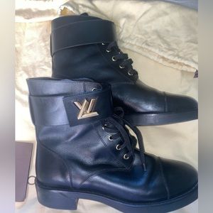 Louis Vuitton Leather Ankle Combat Boots